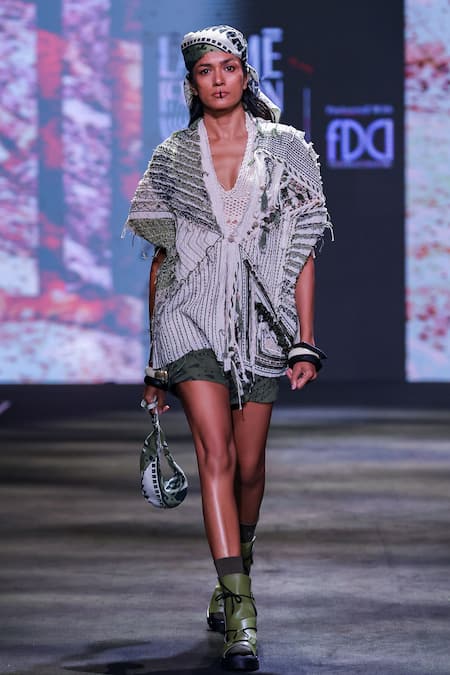 Shop_Kritika Murarka_Olive Green Cotton Mata Ortiz Print Shorts _Online_at_Aza_Fashions