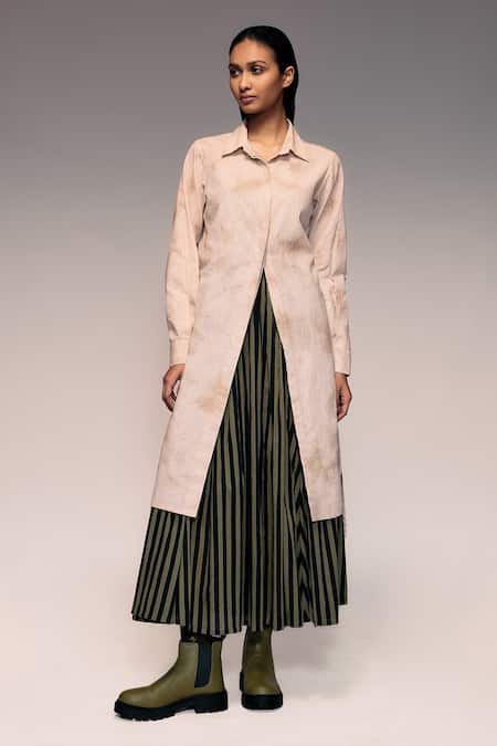 Kritika Murarka Stripe Gathered Mulmul Long Skirt 