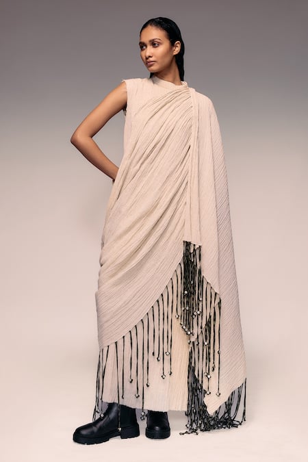 Kritika Murarka Crushed Tassel Scarf Maxi Dress 