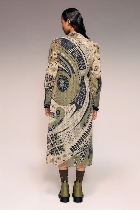 Kritika Murarka Mata Ortiz Pottery Motif Print Midi Dress 