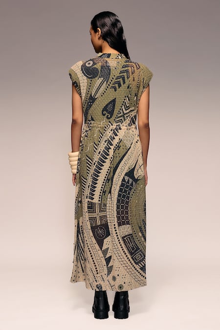 Kritika Murarka Mata Ortiz Hand Printed Drawstring Maxi Dress 