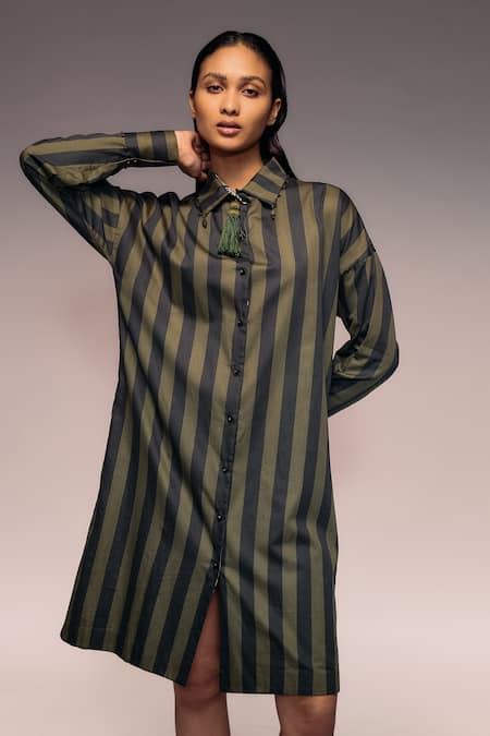 Kritika Murarka Stripe Collared Shirt Dress  