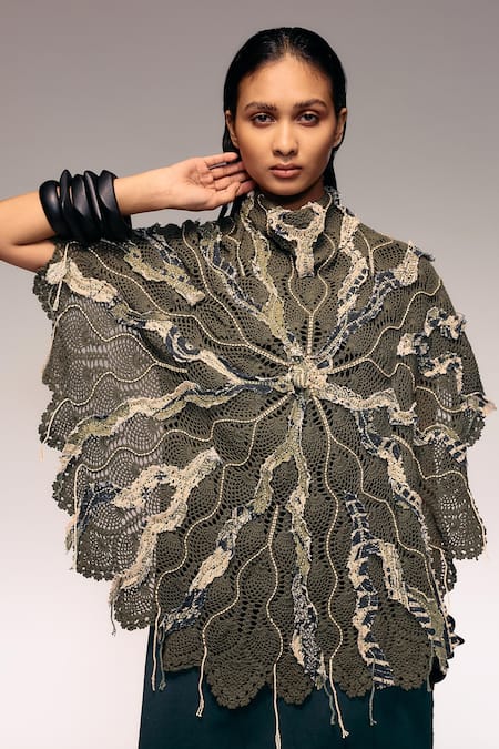 Kritika Murarka Cord Embroidered Crochet Cape 