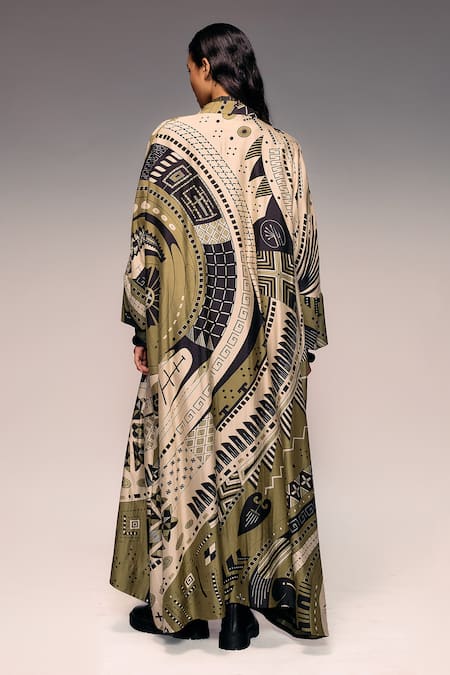 Kritika Murarka Mata Ortiz Print Silk Cape 