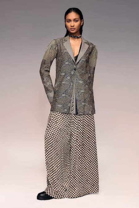 Kritika Murarka Munga Silk Patchwork Blazer 