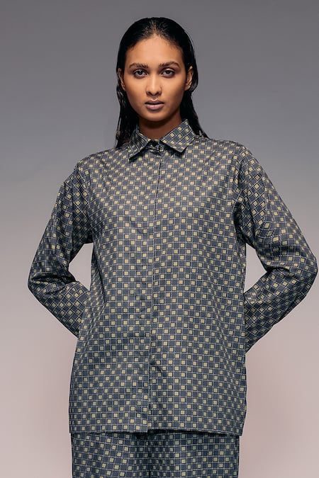 Kritika Murarka Geometric Check Pattern Full Sleeve Shirt 