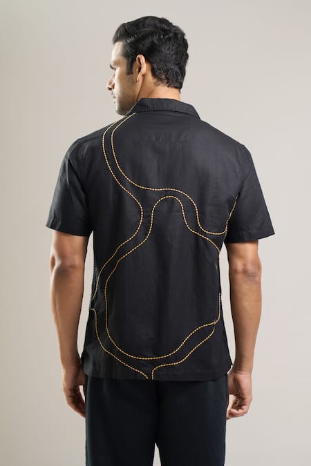 Aryavir Malhotra Kantha Embroidered Linen Cotton Shirt 