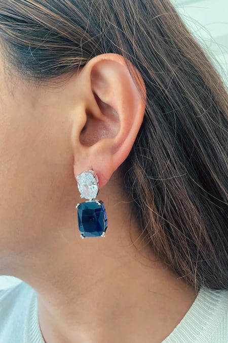 PRERTO Sapphire Drop Necklace Set 