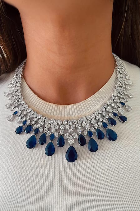 PRERTO Sapphire Stones, Crystals Daffodil Set 