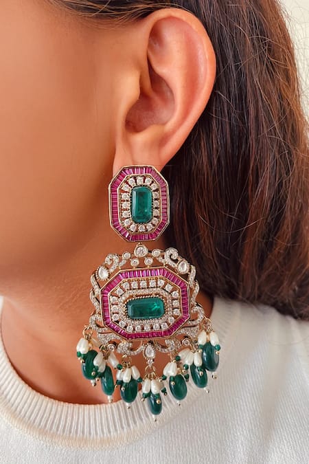 PRERTO Partika Hexagon Polki Necklace Set 