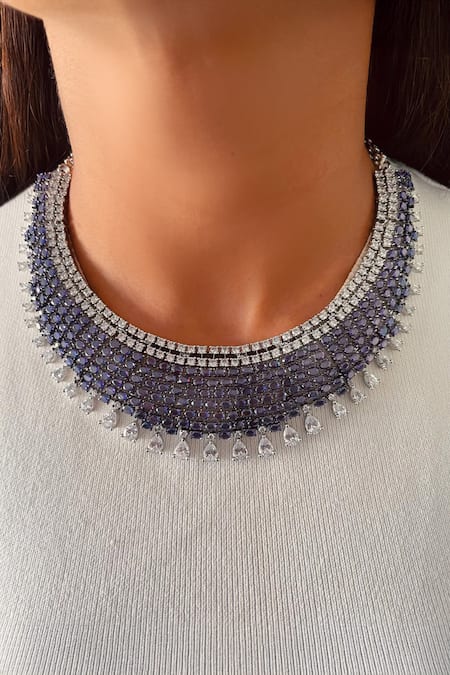 PRERTO Imitation Diamond Drops Necklace Set 