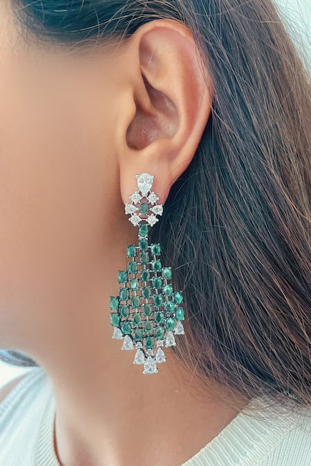 PRERTO Emerald Oval Kate & Imitation Diamond Necklace Set 