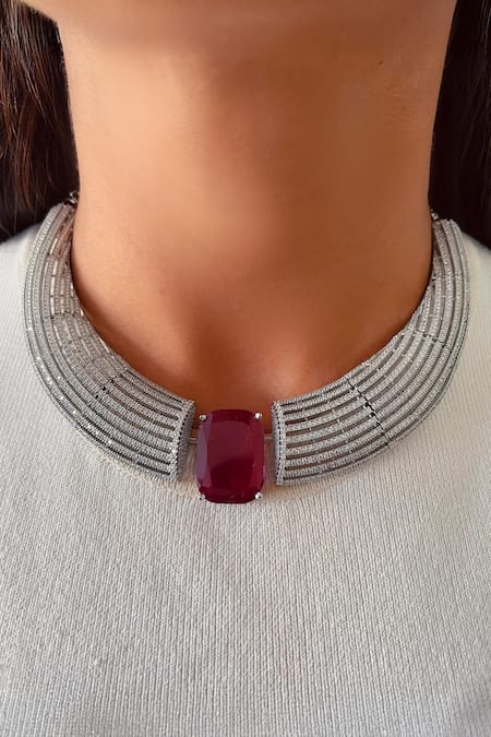 PRERTO Paved Imitation Diamond Setting Necklace Set 