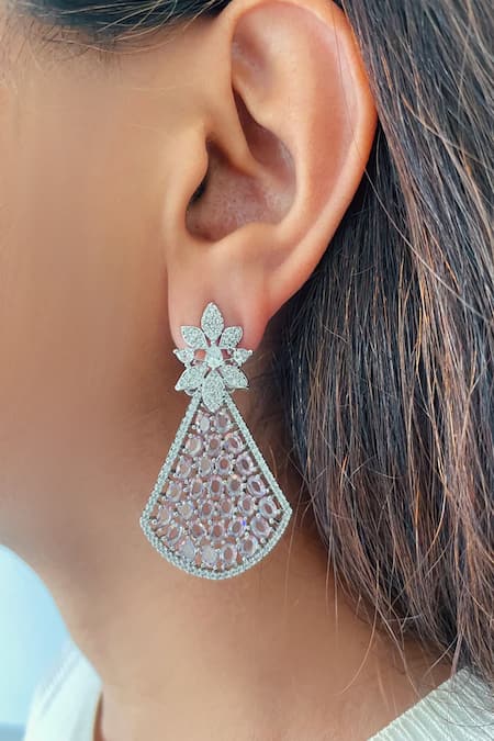 PRERTO Imitation Diamond Floral Necklace Set 