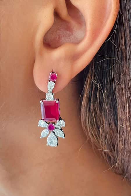 PRERTO Rosina Ruby Studded Necklace Set 