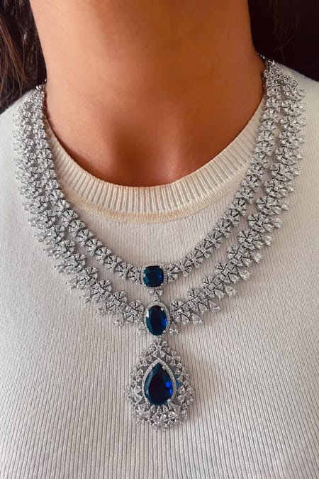 PRERTO Kareena Imitation Diamond Necklace Set 