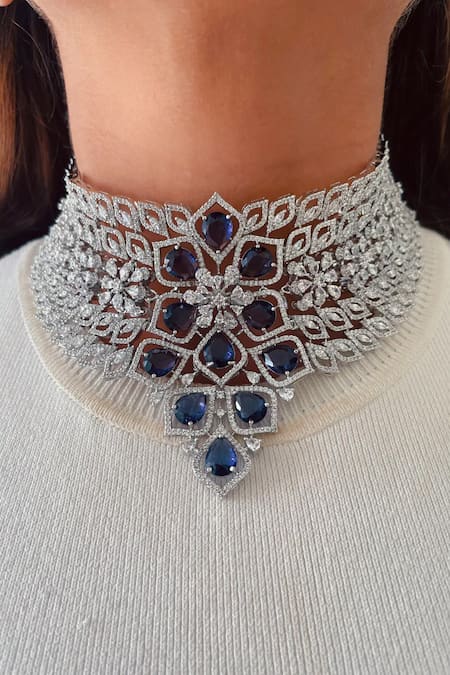 PRERTO Aaradhya Marquise Imitation Diamond Choker Set 