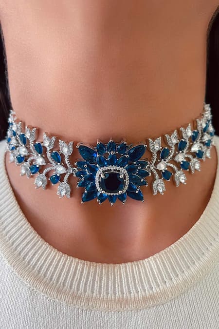 PRERTO Nandini Sapphire Diamond Choker Set 
