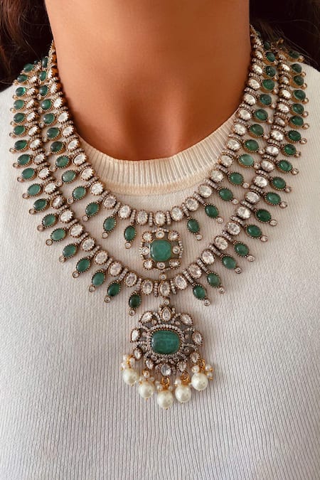 PRERTO Kundan & Polki Necklace Set 