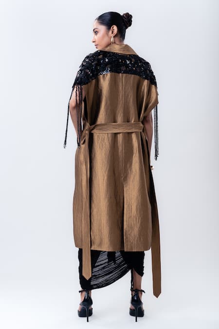 Nupur Kanoi Trench Coat & Gathered Frill Skirt Set 