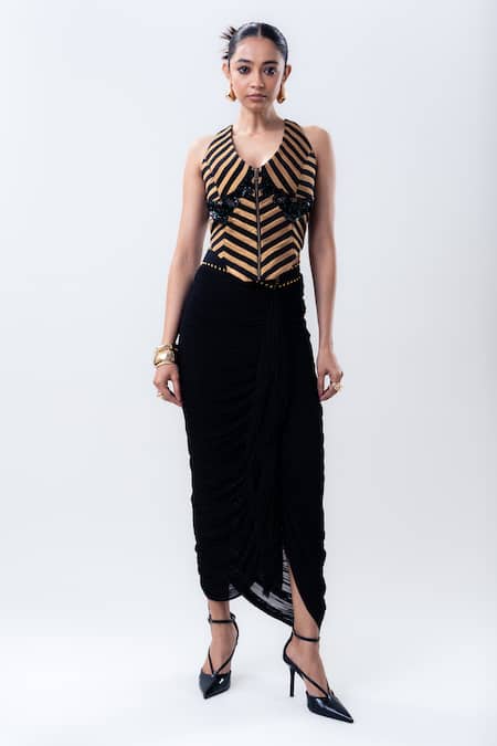 Nupur Kanoi Striped Corset & Aria Pick-Up Skirt Set 
