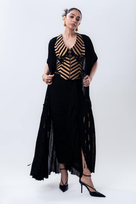 Nupur Kanoi Gathered Cape & Frill Skirt Set