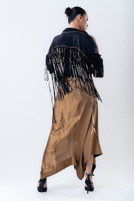 Nupur Kanoi Tasselled Back Shirt With Asymmetric Skirt 