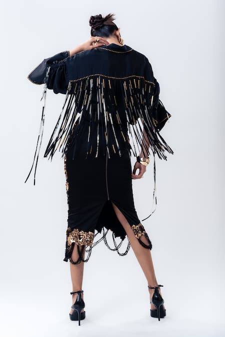 Nupur Kanoi Silk Shirt & Sequin Pencil Skirt Set 