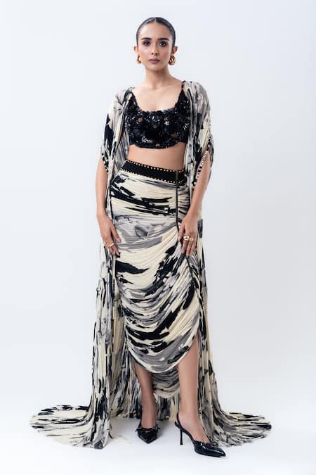 Nupur Kanoi Printed Gather Jacket & Skirt Set 