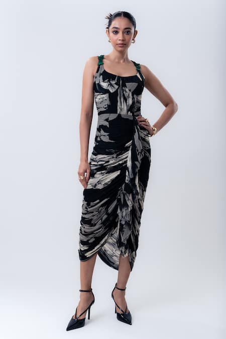 Nupur Kanoi Printed Gathered Bustier Dress 