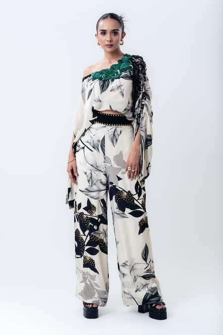 Nupur Kanoi Printed Off Shoulder Top & Pant Set 