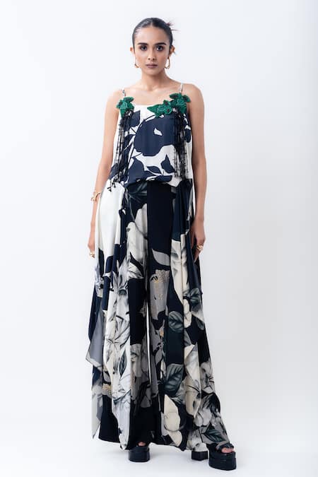 Nupur Kanoi Printed Drawstring Singlet Top With Pant 