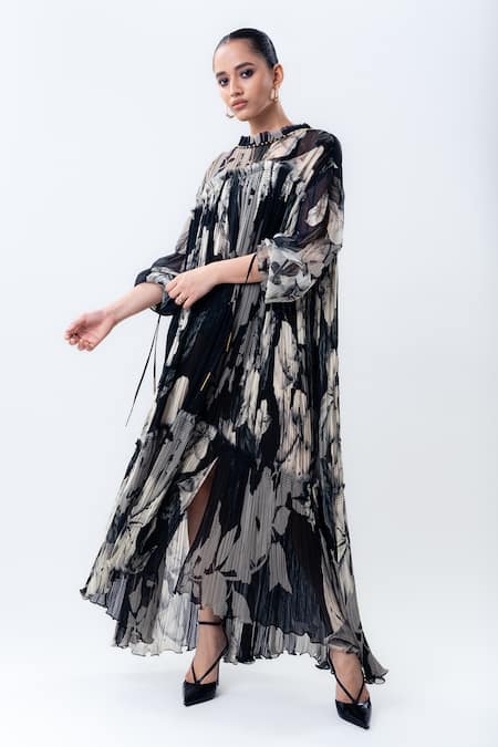 Nupur Kanoi Printed Long Frill Dress 