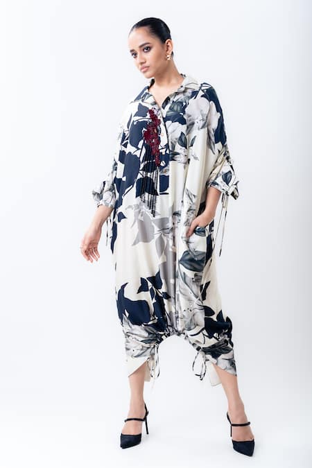 Nupur Kanoi Printed Drawstring Shirt Dress 