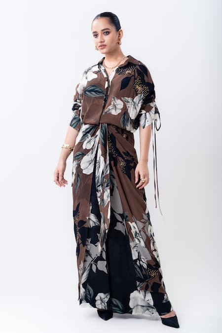 Nupur Kanoi Printed Studded Knotted Dress 