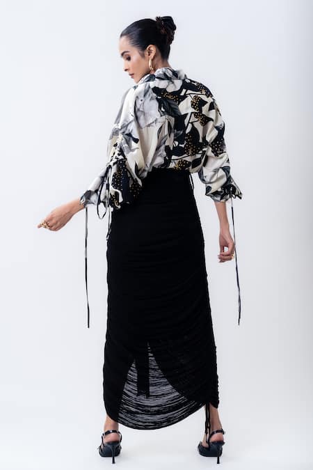 Nupur Kanoi Printed Studded Shirt With Gathered Skirt 