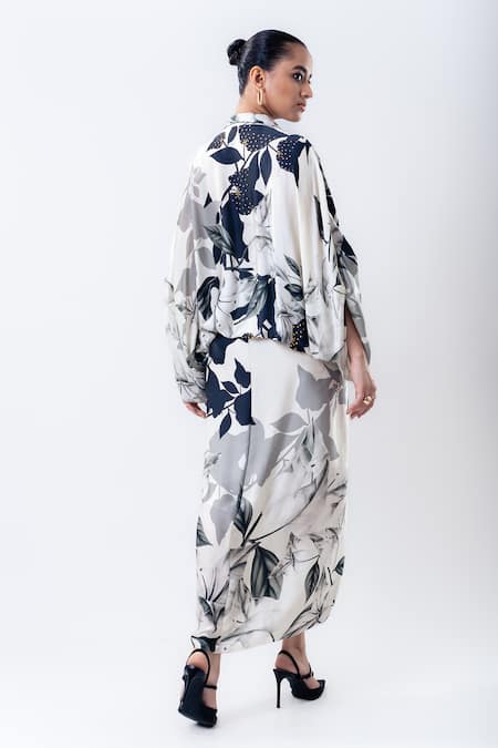 Nupur Kanoi Printed Studded Balloon Top With Pick Up Skirt 