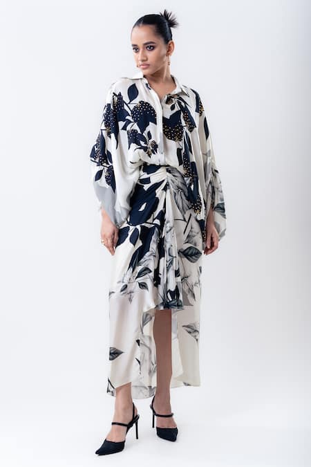 Nupur Kanoi Printed Studded Balloon Top With Pick Up Skirt 