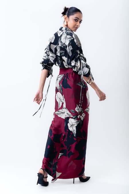 Nupur Kanoi Printed Studded Shirt With Side Knot Skirt 