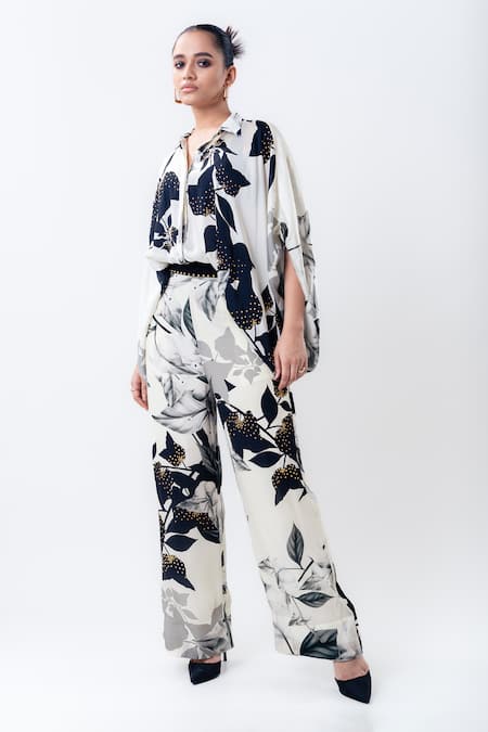 Nupur Kanoi Printed Studded Balloon Top With Pant 