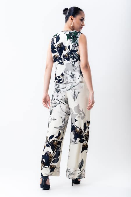Nupur Kanoi Printed Studded Waistcoat With Pant 