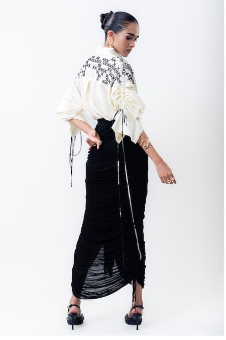 Nupur Kanoi Beaded Shirt With Gathered Skirt 