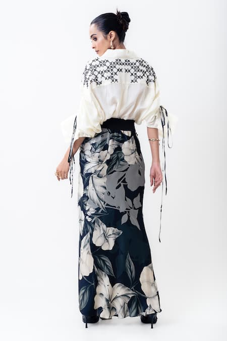 Nupur Kanoi Beaded Shirt With Printed A-line Pick Up Skirt 