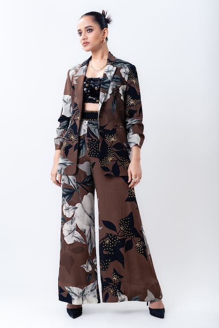 Nupur Kanoi Printed Studded Blazer & Pant Set 