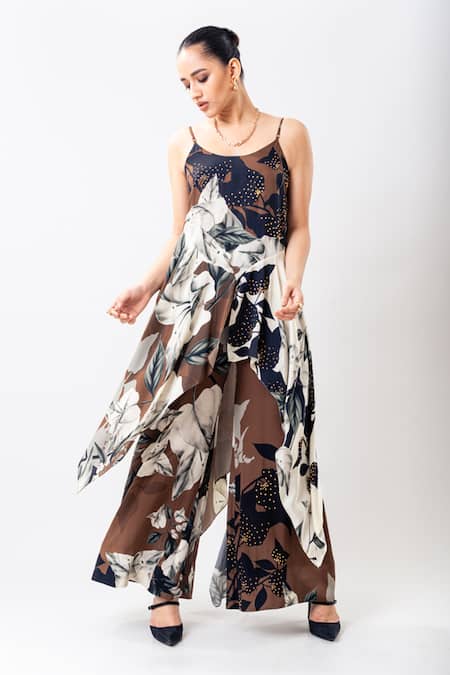 Nupur Kanoi Printed Studded Strappy Singlet Top & Pant Set 