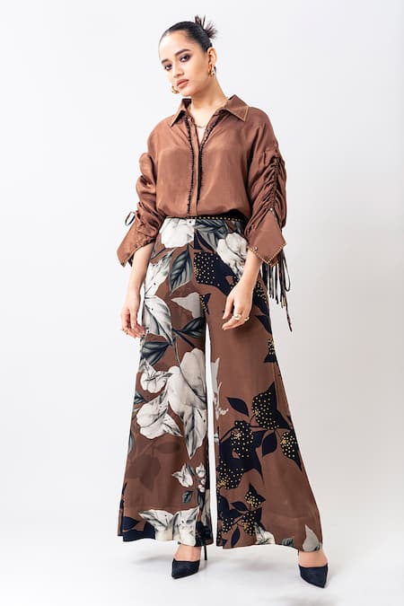 Nupur Kanoi Drawstring Shirt & Printed Pant Set 