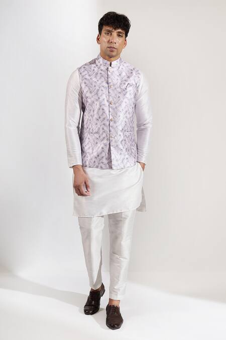 Rng Safawala_Purple Floral Print Bundi _Online_at_Aza_Fashions