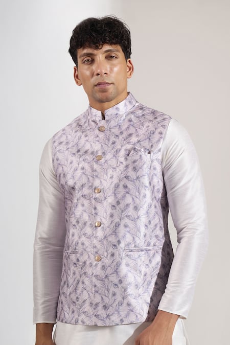 Shop_Rng Safawala_Purple Floral Print Bundi _Online_at_Aza_Fashions