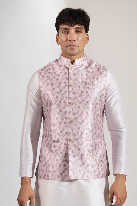 Rng Safawala_Pink Floral Print Bundi _Online_at_Aza_Fashions