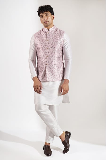 Buy_Rng Safawala_Pink Floral Print Bundi _Online_at_Aza_Fashions